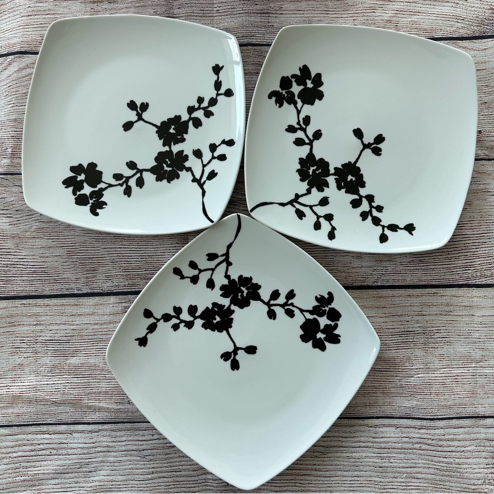 Coventry Ceramic Square Salad Plates Japanese Print (Set Of 3)
